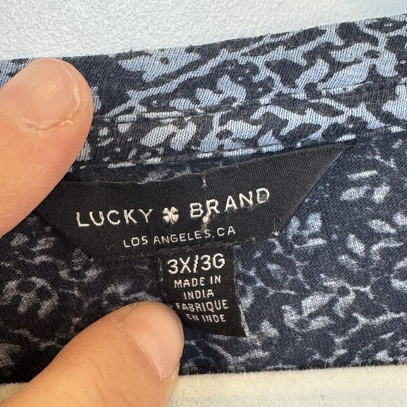 Lucky Brand 3xl 3/4 Length Sleeve Scoop Neck T-Shirt EUC Blue Boho Paisley - Picture 4 of 5